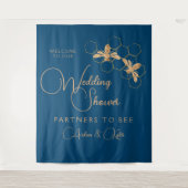 Indigo & Honeycomb Bee Polterabend Begrüßungszeich Wandteppich (Vorderseite)