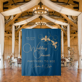 Indigo & Honeycomb Bee Polterabend Begrüßungszeich Wandteppich