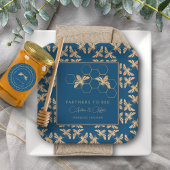 Indigo & Honeycomb Golden Bee Polterabend Pappteller