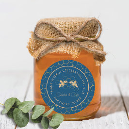 Indigo & Honeycomb Golden Bee Polterabend Runder Aufkleber