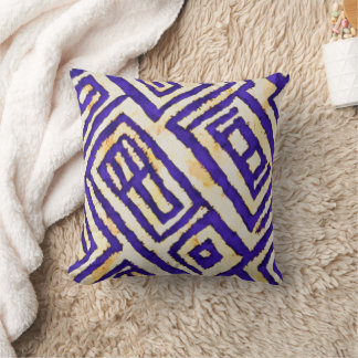 Indigo Ikat Wasserfarbe Kissen
