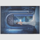 Indigo Imperial Gebäude Elegante Dame Seidenpapier (Vorderseite)