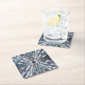 Indigo Ink Radial Motif Rechteckiger Pappuntersetzer (Vor Ort)