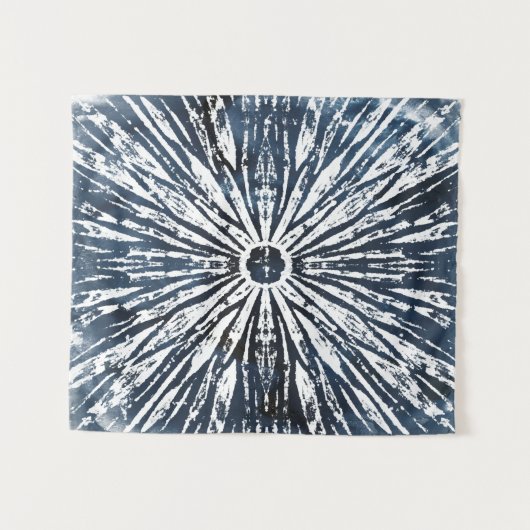 Indigo Ink Radial Motif Wandteppich (Vorderseite (Horizontal))