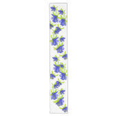 Indigo Iris Blume Wasserfarben Handlackiert Großer Tischläufer (Vorderseite)