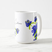 Indigo-Iris-Blumen-Wasserfarbe-Monogramm Kaffeetasse (VorderseiteRechts)