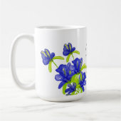 Indigo-Iris-Blumen-Wasserfarbe-Monogramm Kaffeetasse (Links)