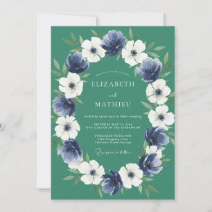 Indigo-Jade-Anemone-Hochzeit Einladung