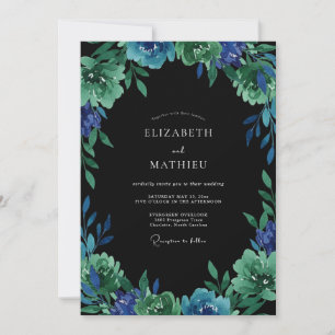 Indigo-Jade-Laub-Eukalyptus-Hochzeit Einladung