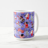 Indigo karierte Kaffeetasse - Rot / Schwarz Hunde  (VorderseiteRechts)