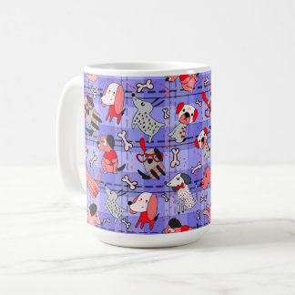 Indigo karierte Kaffeetasse - Rot / Schwarz Hunde 