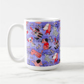 Indigo karierte Kaffeetasse - Rot / Schwarz Hunde  (Links)