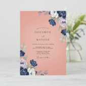 Indigo-Korallen-Hochzeit Einladung (Stehend Vorderseite)
