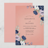 Indigo-Korallen-Hochzeit Einladung (Vorne/Hinten)