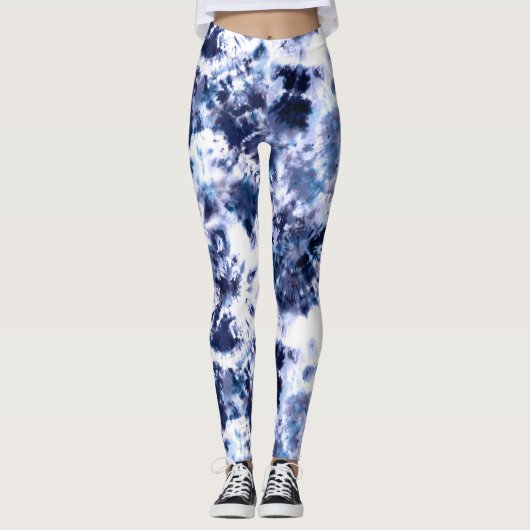 Indigo-Krawatten-Druck-Leggings Leggings (Vorderseite)