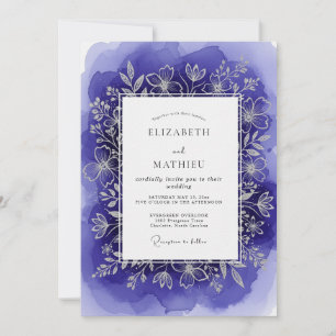 Indigo künstlerische botanische Hochzeit Einladung
