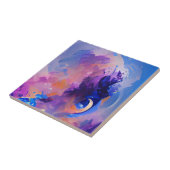 Indigo Lavendel Marine abstrakte Kunst Fliese (Seite)