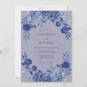 Indigo Lavendel Ruhige Winterhochzeit Einladung