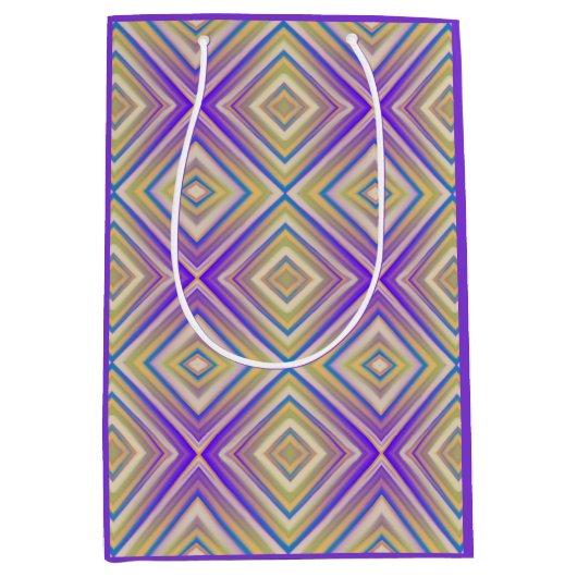 Indigo Lila alternatives Diamantmuster Mittlere Geschenktüte (Vorderseite)