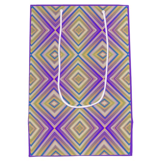 Indigo Lila alternatives Diamantmuster Mittlere Geschenktüte (Rückseite)