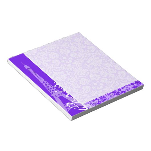 Indigo, Lila Damask; Paris; Eiffelturm Notizblock (angewinkelt)