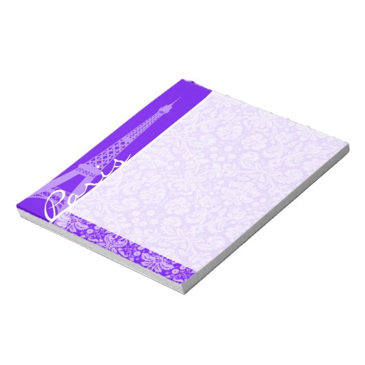 Indigo, Lila Damask; Paris; Eiffelturm Notizblock (Rotiert)
