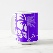 Indigo, lila hawaiische Palme Kaffeetasse (Vorderseite Links)