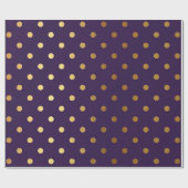 Indigo Lila Plum Golden Small Polka Dots Geschenkpapier (Flach)