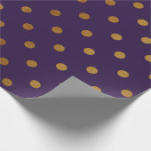 Indigo Lila Plum Golden Small Polka Dots Geschenkpapier (Ecke)