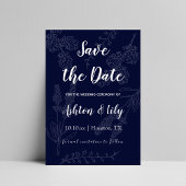 Indigo Lila schlichte Minimalistische Liebe Flora Save The Date