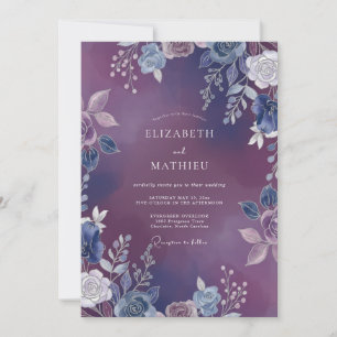 Indigo Lila Traurige Florale Hochzeit Einladung