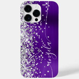 Indigo Lila und Silver Glittery Glam Signature Case-Mate iPhone 14 Pro Max Hülle