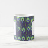 Indigo Lime Green Peacock Custom Initial Mug Kaffeetasse (Mittel)
