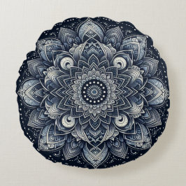 Indigo Mandala  Rundes Kissen