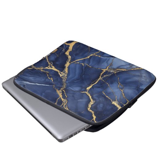 Indigo Marble Laptopschutzhülle (Vorne Knopf)