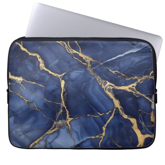 Indigo-Marmor Laptopschutzhülle (Vorderseite)