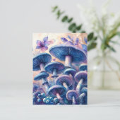 Indigo Milk Cap Pilz Wasserfarben Kunst Postkarte (Stehend Vorderseite)