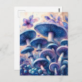 Indigo Milk Cap Pilz Wasserfarben Kunst Postkarte (Vorne/Hinten)
