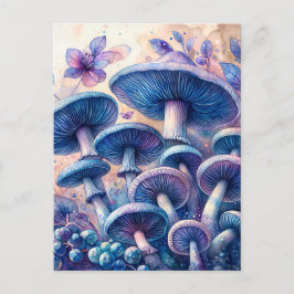 Indigo Milk Cap Pilz Wasserfarben Kunst Postkarte