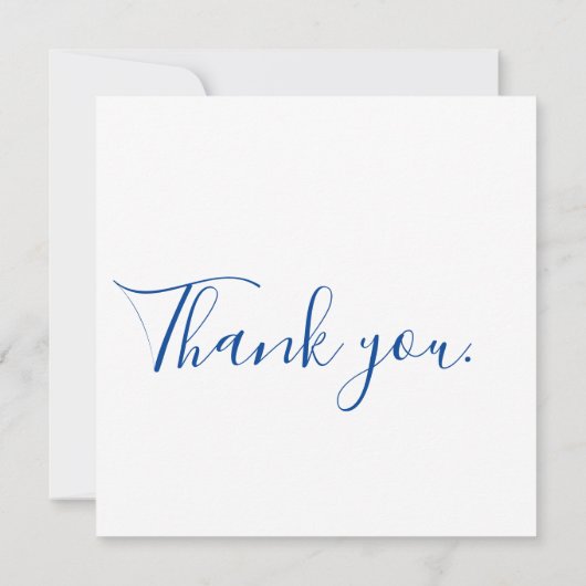 Indigo Minimalistische Hochzeit in Blau und Weiß Dankeskarte (Rückseite)