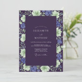 Indigo-Mint-Gemalte Hochzeit Einladung (Stehend Vorderseite)
