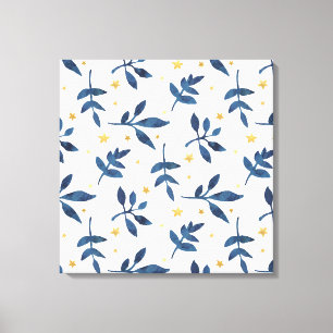 Indigo mit goldenen Imitaten Leinwanddruck