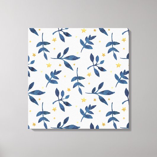 Indigo mit goldenen Imitaten Leinwanddruck (Vorderseite)