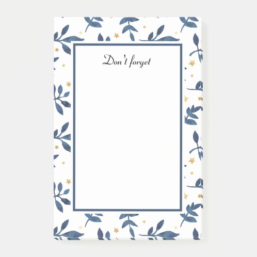 Indigo mit goldenen Imitaten Post-it Klebezettel (Vorderseite)