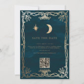 Indigo Mittelalterliche Hochzeit Save The Date (Rückseite)