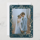 Indigo Mittelalterliches Goldene Ivy Hochzeit Einl Einladung (Rückseite)