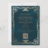 Indigo Mittelalterliches Goldene Ivy Hochzeit Einl Einladung (Rückseite)