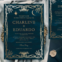 Indigo Mittelalterliches Goldene Ivy Hochzeit Einl Einladung