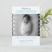 Indigo Modern Tile Birth Announcement Card (Stehend Vorderseite)