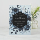 Indigo Moody Bloom Hochzeit Einladung (Stehend Vorderseite)